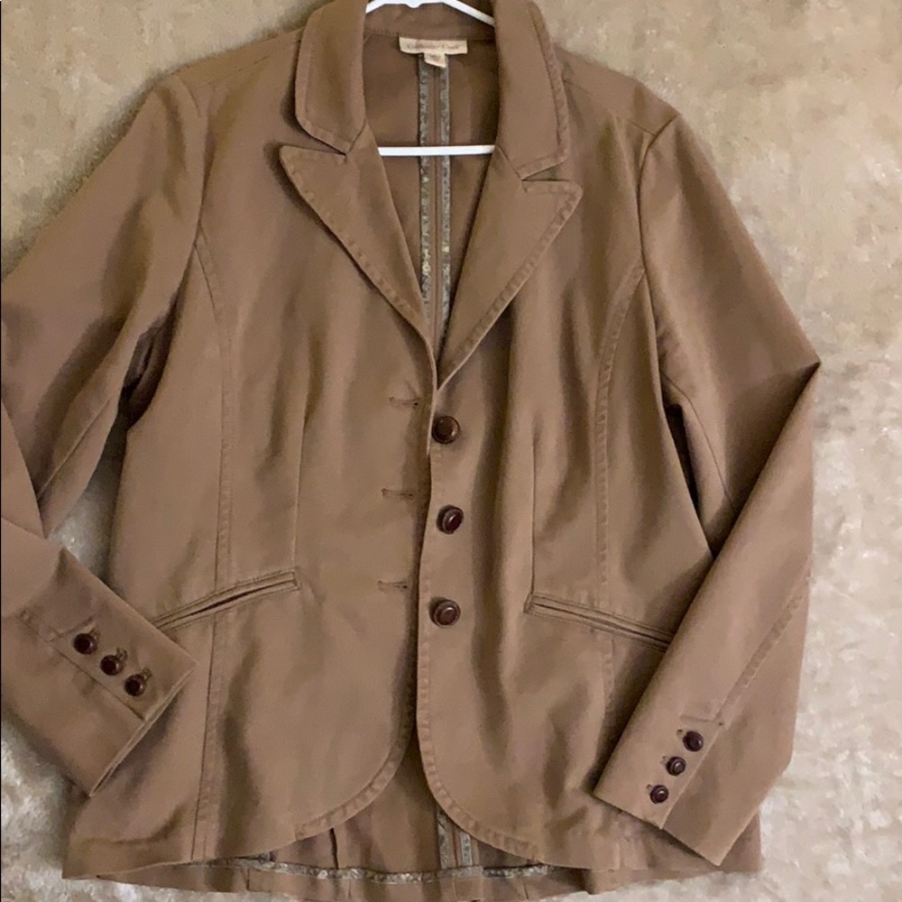 Cold water Creek tan 3-button blazer jacket